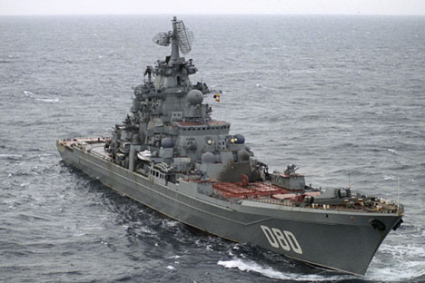 Heavy nuclear missile-bearing cruiser Admiral Nakhimov in the Barents Sea. Source: Oleg Lastochkin / RIA Novosti