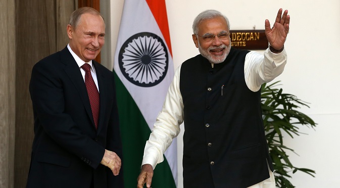 Vladimir Putin and Narendra Modi meet in New Delhi. Source: Konstantin Zavrazhin / RG