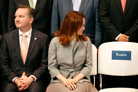 Elvira Nabiullina (center), head of the Central Bank of Russia. Source: Reuters