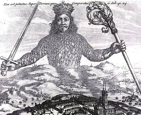 The frontispiece of the book Leviathan by Thomas Hobbes