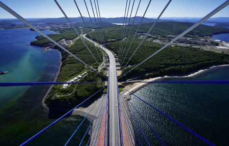 View of the cable-stayed bridge to the Russky island in Vladivostok. Source: TASS/Yury Smityuk