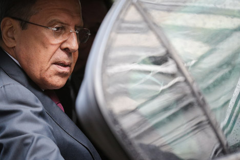 Russian Foreign Relations Minister Sergei Lavrov in Brussels, May 19. Source: EPA