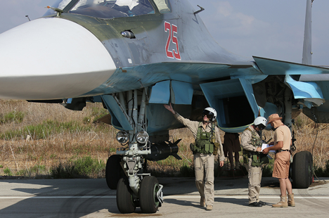Russian pilots at Hmeimim airbase in Syria.