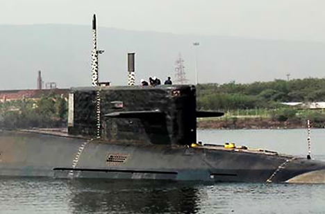 The first clear image of INS Arihant, taken by NDTV. Source: NDTV snapshot