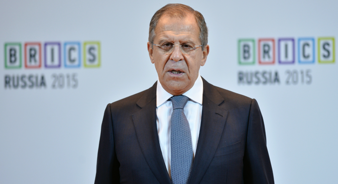 Minister of Foreign Affairs of Russia Sergei Lavrov at the BRICS Global University Summit.