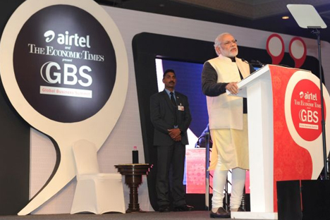 Modi at The Economic Times Global Business Summit 2016.