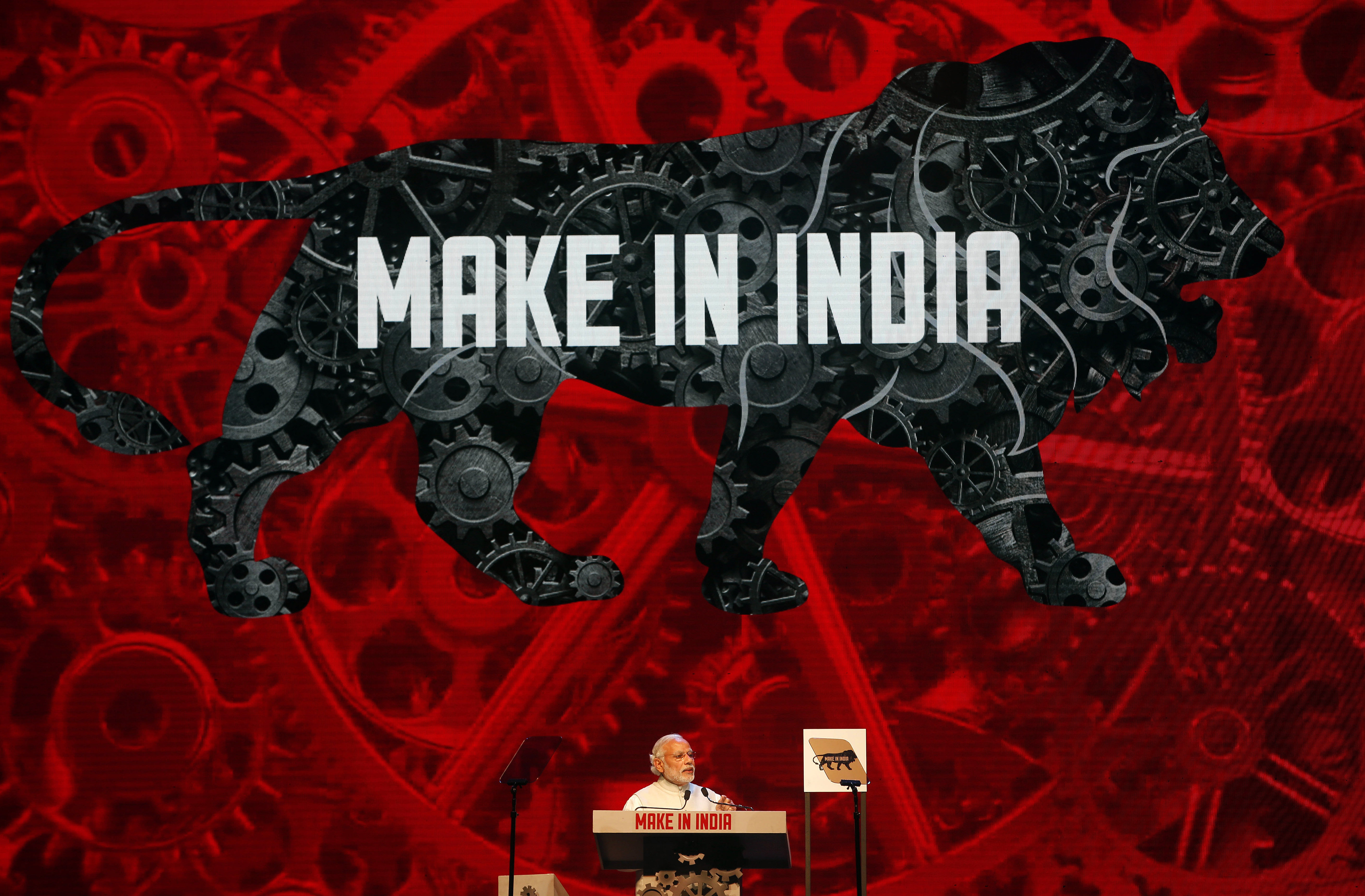 Indian Prime Minister Narendra Modi speaks during the inaugural ceremony of 'Make in India' week in Mumbai, India, Saturday, Feb. 13, 2016.
