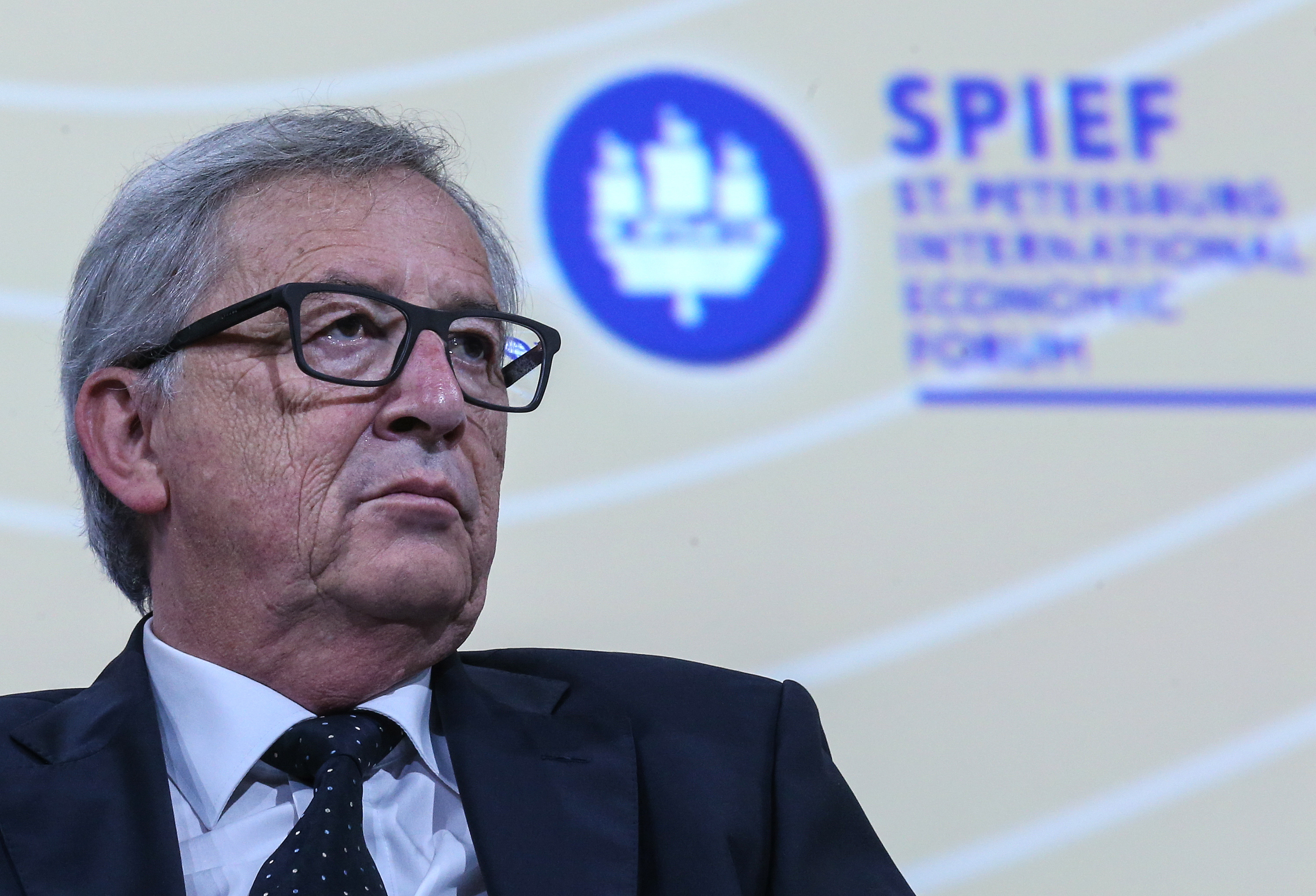 The European Commission head Jean-Claude Juncker at the St. Petersburg Economic Forum.