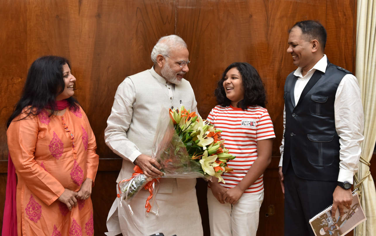 Before leaving for Russia to climb Mt Elbrus, Aryan Balaji got a chance to meet India’s Prime Minister Narendra Modi.