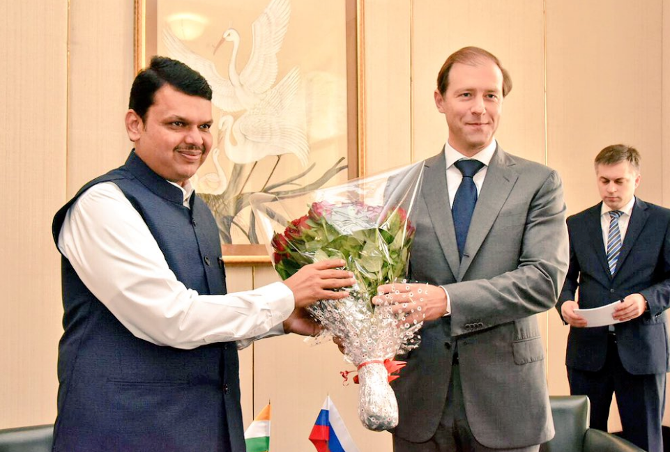 Denis Manturov and Devendra Fadnavis, Chief Minister of Maharashtra.