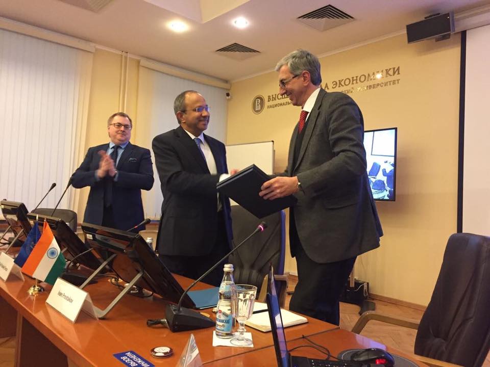 Pankaj Saran (C) at the Higher School of Economics. Source: Embassy of India in Russia