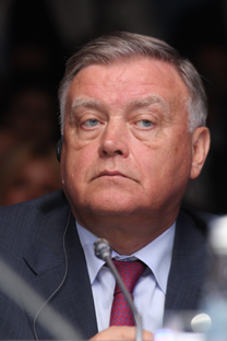 Il presidente delle Ferrovie Russe Vladimir Yakunin ha partecipato all'incontro milanese in videoconferenza (Foto: Itar-Tass)