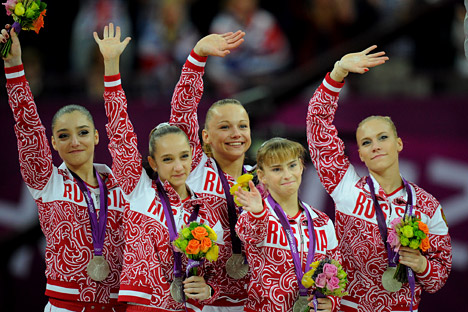National artistic gymnastic at the podium of London 2012 Olympics. Source: ITAR-TASS