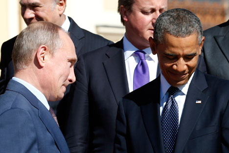 Il Presidente russo Vladimir Putin insieme al Presidente americano Barack Obama (Foto: Reuters)