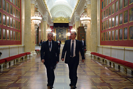 Russian President Vladimir Putin (right) and Director of the State Hermitage Museum Mikhail Piotrovsky during the president's visit to the museum. Source: Alexei Druzhinin / RIA Novosti