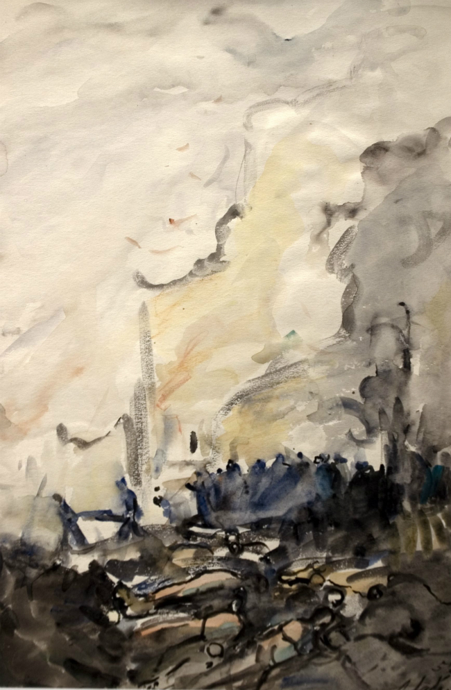 　この展示会ではアレクサンドル・ラバス（1900～1983年）の作品が約30点展示されている。／／爆発。第1画。1957年