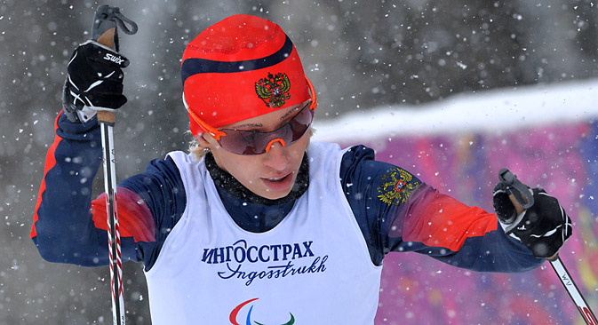 미할리나 리소바는 시각장애 여자부 스프린트 1km 결승에서 1위를 차지했다. (사진제공=리아 노보스티)