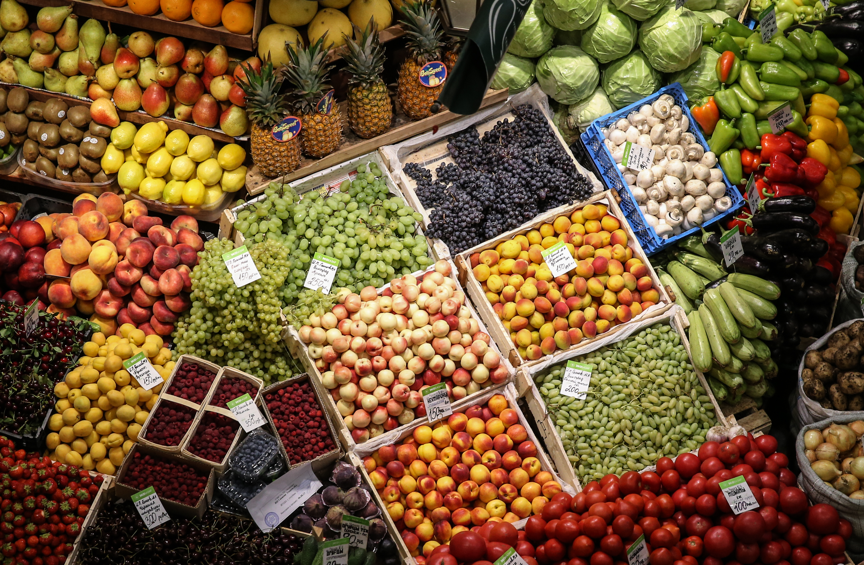 Проджба на овошје и зеленчук на пазарот на органско производство „Екобазар-Митишчи“.