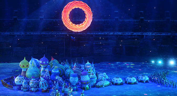 Церемонија отварања Олимпијаде је одржана на стадиону „Фишт“ у Олимпијском парку Сочија. Извор: РИА „Новости“.
