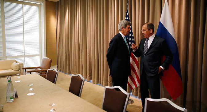 Lavrov (right) pointed out that the Geneva agreements are only the beginning of the process. Source: AP