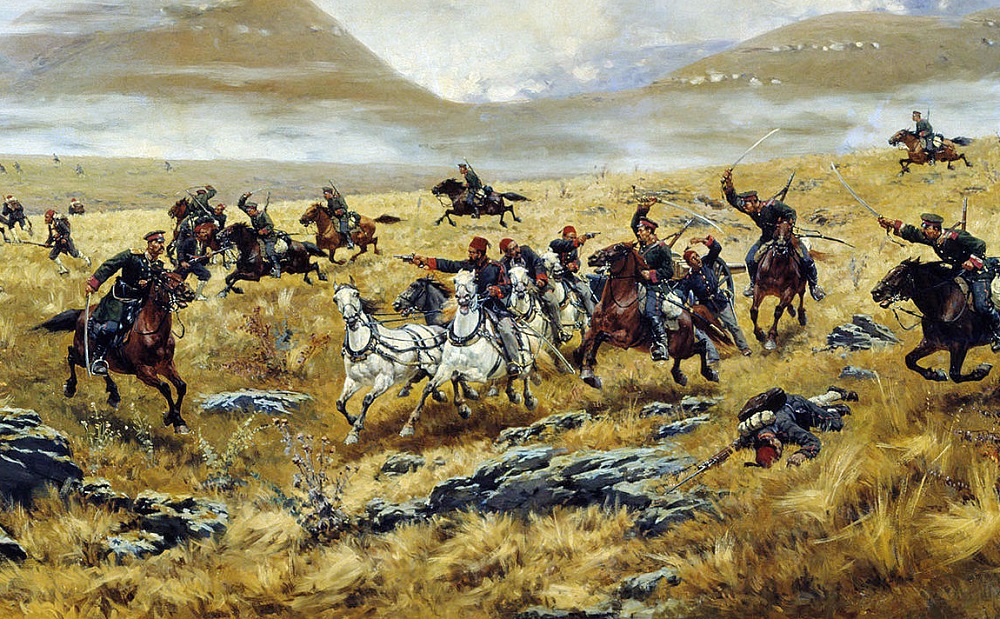 Нижегородски драгунски пук прогони Турке крај Карса, 1877. Аутор слике - Алексеј Кившенко