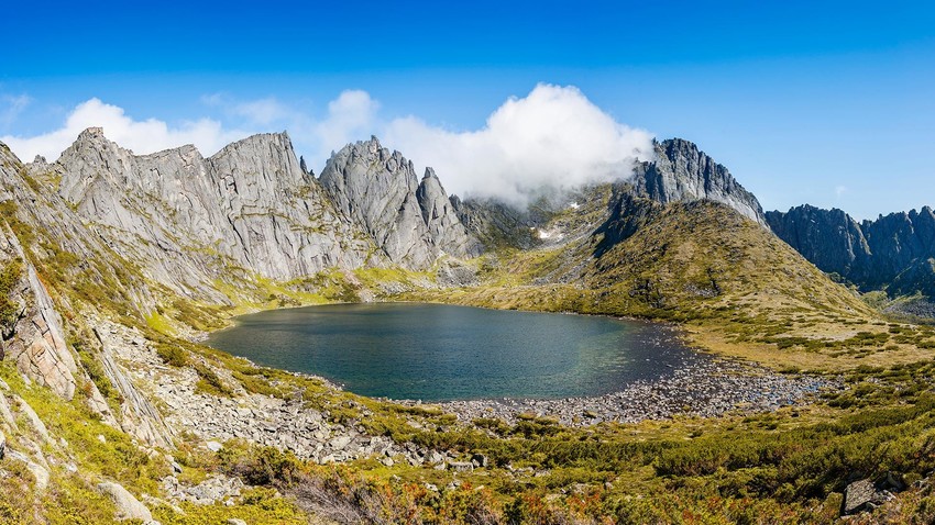 Lake Medvezhye (Bear Lake) at the Dusse-Alin mountain range
