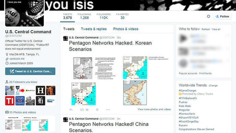 ​Сторонники «Исламского государства» взломали аккаунт центрального командования США в Twitter