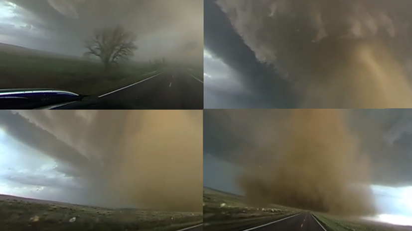 Видео 360: Охотник за бурями запечатлел торнадо в Колорадо