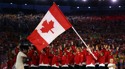 Сборная Канады на церемонии открытия летних Олимпийских игр 2016 года в Рио-де-Жанейро