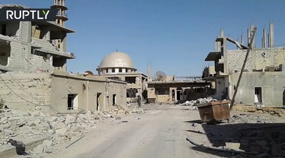 Первые кадры освобождённого сирийской армией от ИГ города Эс-Сухна