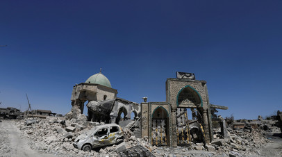 Развалины Соборной мечети ан-Нури в Мосуле.