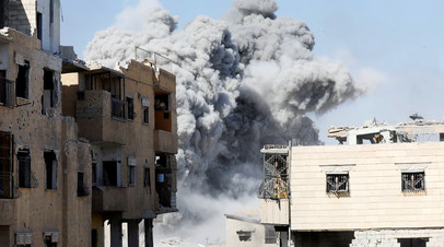 Последствия авиаудара коалиции США в Ракке