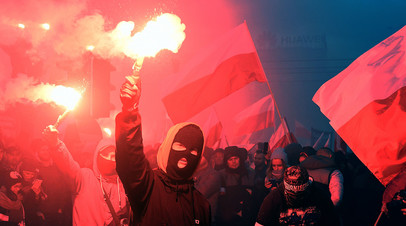 Во время марша в День независимости в Польше