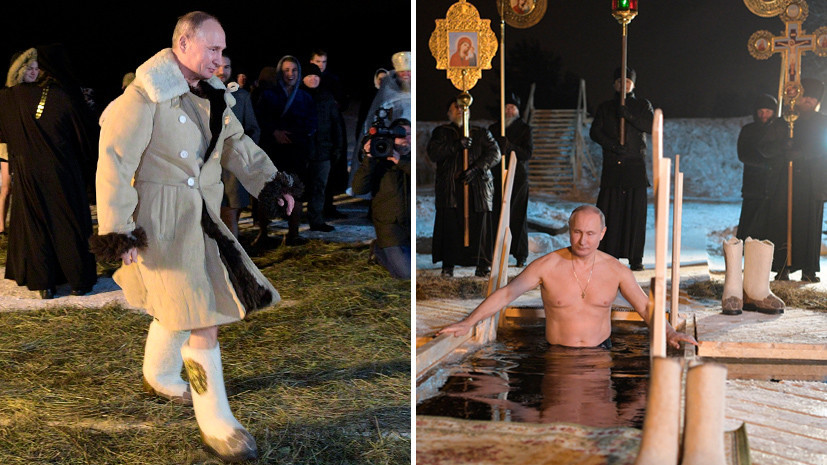 Путин в проруби на крещение фото