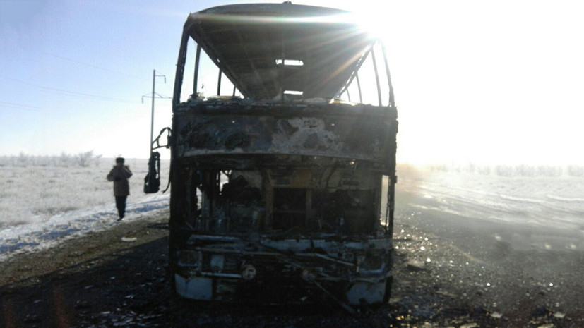 МВД Казахстана назвало возможную причину смертельного пожара в узбекистанском автобусе 