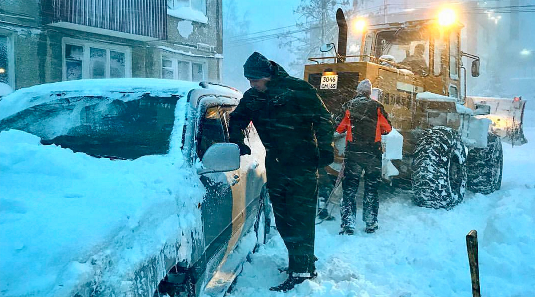 Самый сильный снегопад на Сахалине