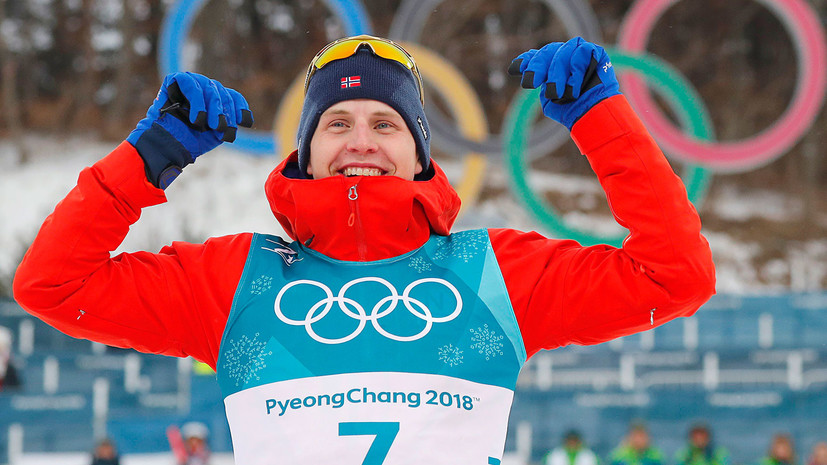 Норвежец Крюгер стал чемпионом соревнований по скиатлону на ОИ-2018