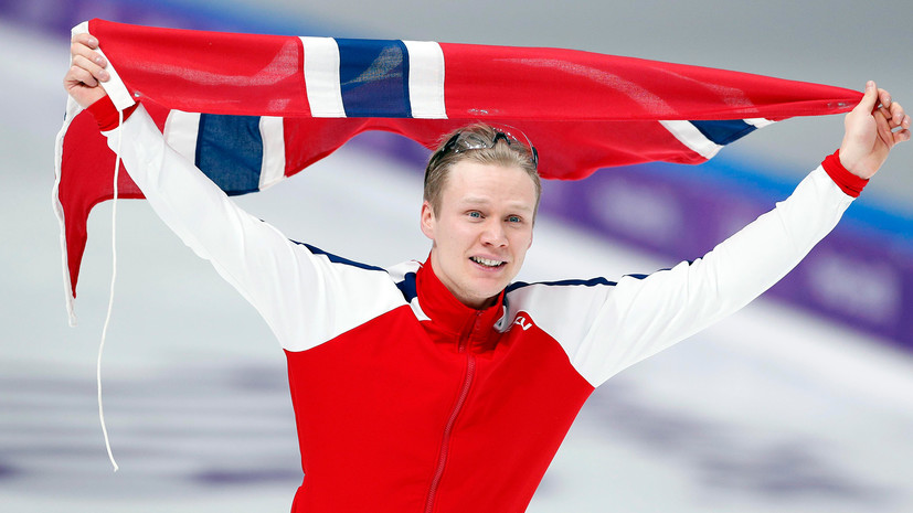 Норвежский конькобежец Лорентсен выиграл золото ОИ-2018 на дистанции 500 метров, установив олимпийский рекорд