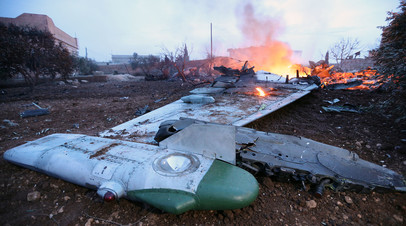 Обломки сбитого Су-25 в провинции Идлиб