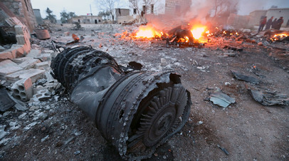 Обломки сбитого Су-25 в провинции Идлиб 