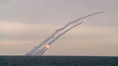 Запуск из подводного положения крылатых ракет «Калибр» по объектам террористов в Сирии