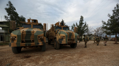 Военная техника Свободной сирийской армии, которую поддерживает Турция, в районе Африна
