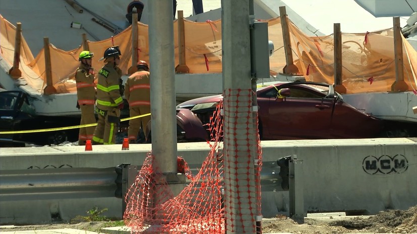Один человек погиб в результате обрушения пешеходного моста в Майами