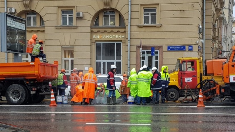 В Москве завершили работы по ликвидации провала грунта на Новом Арбате
