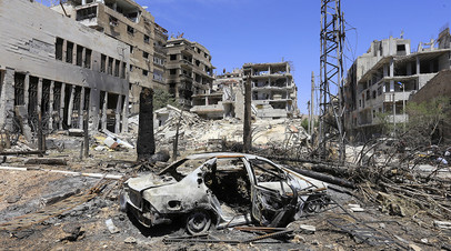 Руины города Дума в Сирии