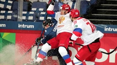 Сборная России в матче против команды Финляндии на Шведских играх