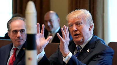 Президент США Дональд Трамп на мероприятии, посвящённом обсуждению космических программ