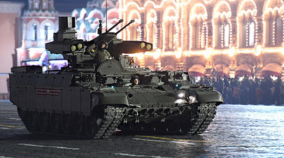 Боевая машина поддержки танков (БМПТ) «Терминатор» на репетиции военного парада на Красной площади