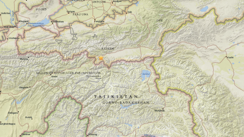 В Таджикистане произошло землетрясение магнитудой 4,9