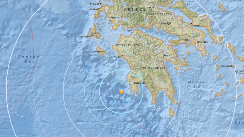 В Греции произошло землетрясение магнитудой 5,4
